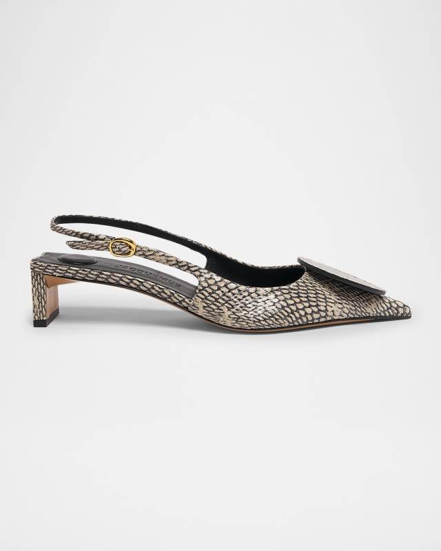 Les Duelo Snake-Effect Slingback Pumps